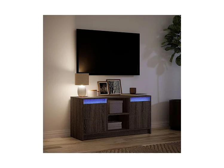Meuble TV avec LED chêne marron 100x34x50 bois d'ingénierie