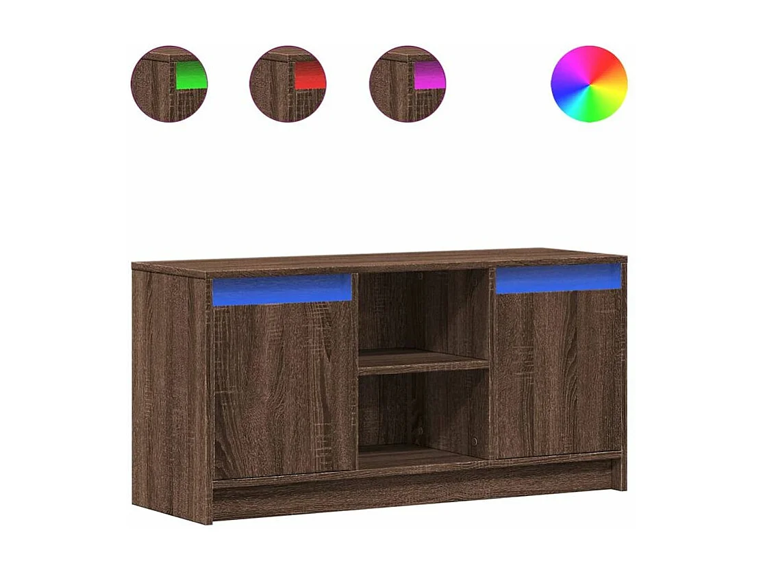 Meuble TV avec LED chêne marron 100x34x50 bois d'ingénierie