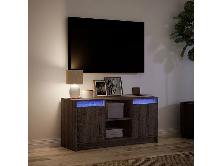 Meuble TV avec LED chêne marron 100x34x50 bois d'ingénierie