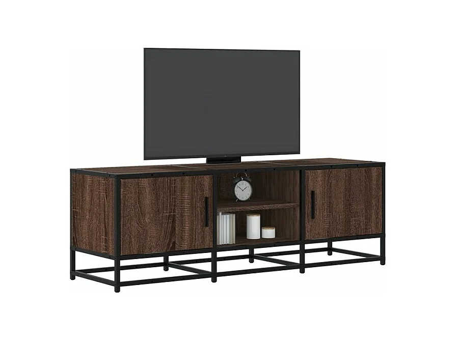 Meuble TV chêne marron 120x35x41 bois d'ingénierie et métal