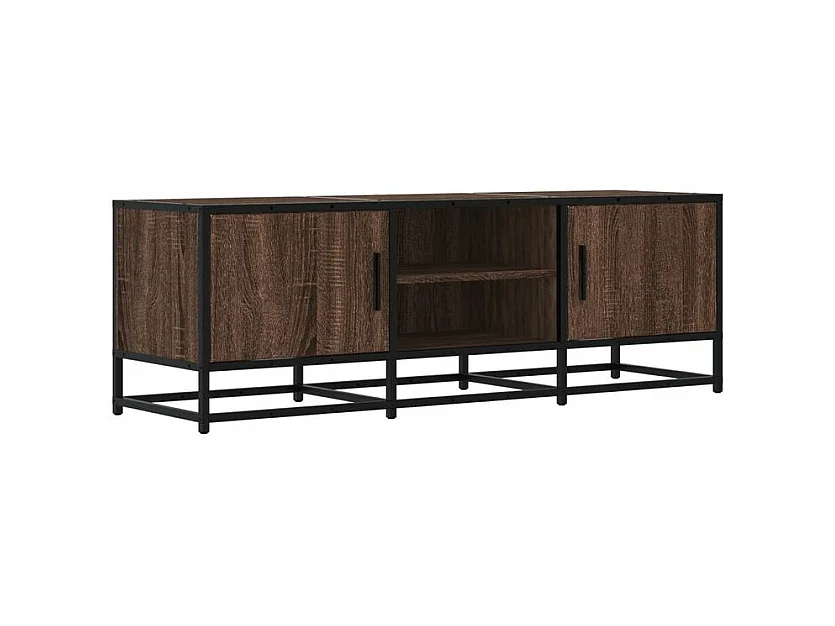 Meuble TV chêne marron 120x35x41 bois d'ingénierie et métal