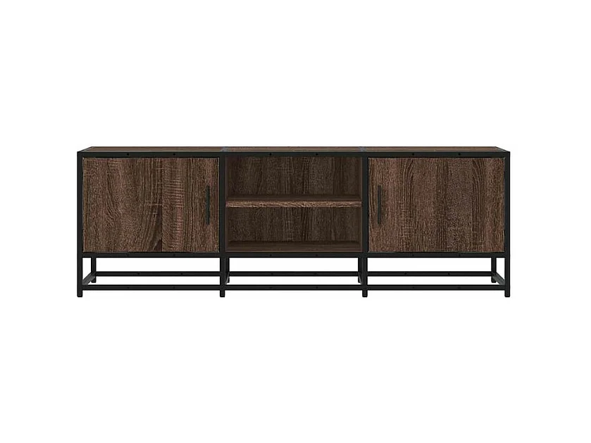 Meuble TV chêne marron 120x35x41 bois d'ingénierie et métal