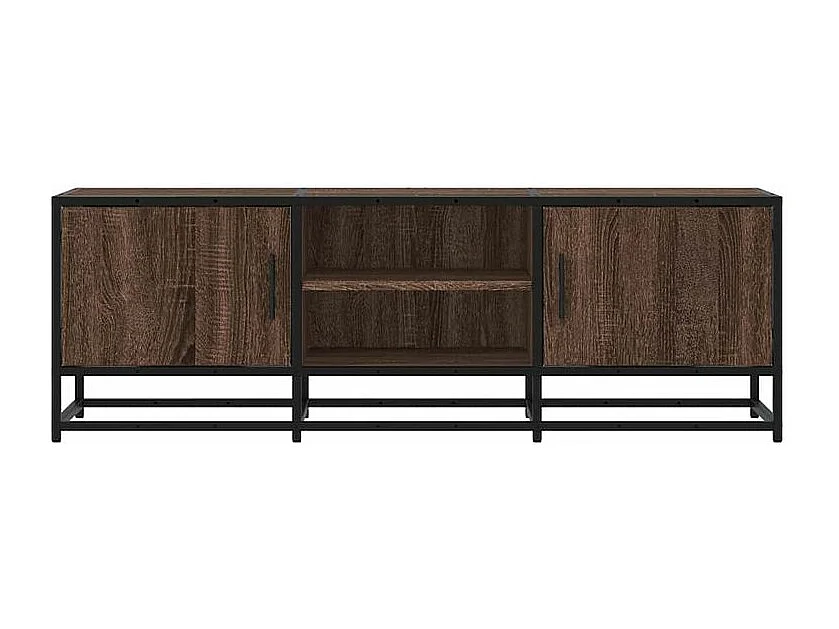 Meuble TV chêne marron 120x35x41 bois d'ingénierie et métal