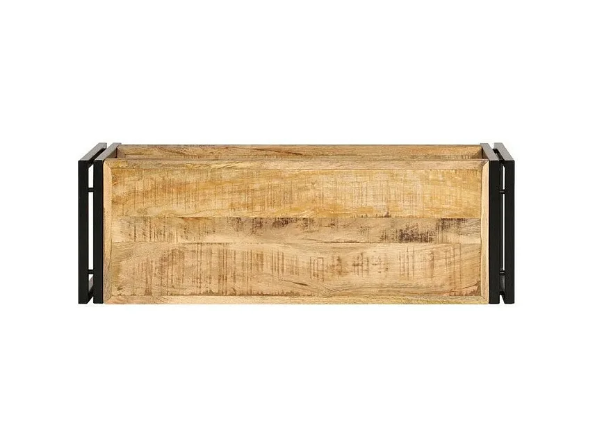 Meuble TV manguier massif clair et métal noir Hozi 90cm