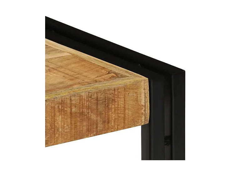 Meuble TV manguier massif clair et métal noir Hozi 90cm