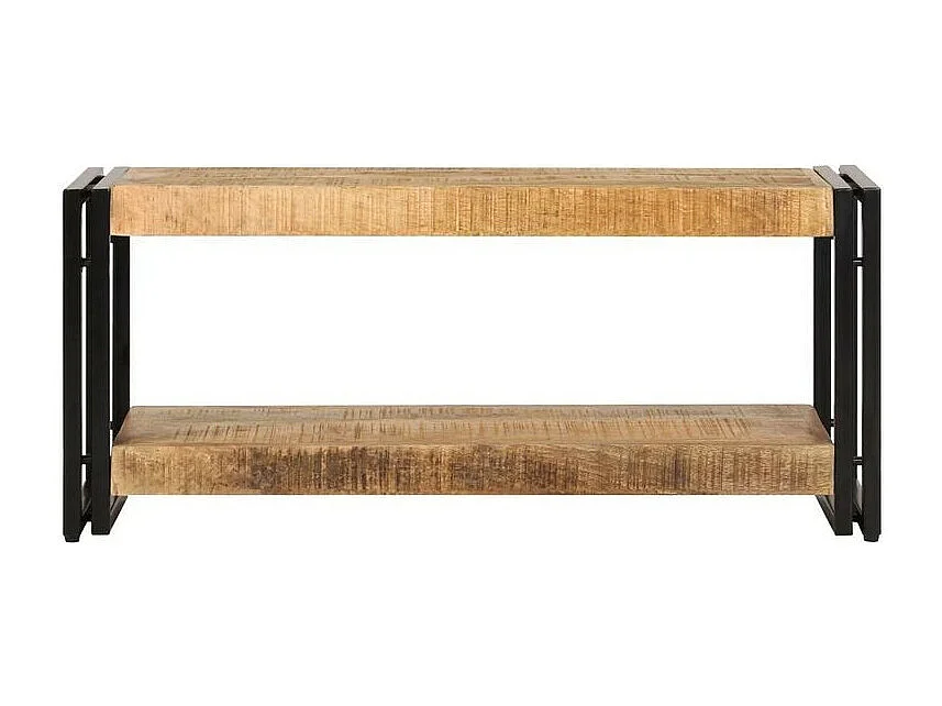 Meuble TV manguier massif clair et métal noir Hozi 90cm