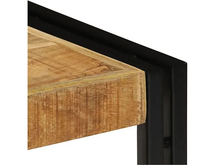 Meuble TV manguier massif clair et métal noir Hozi 90cm