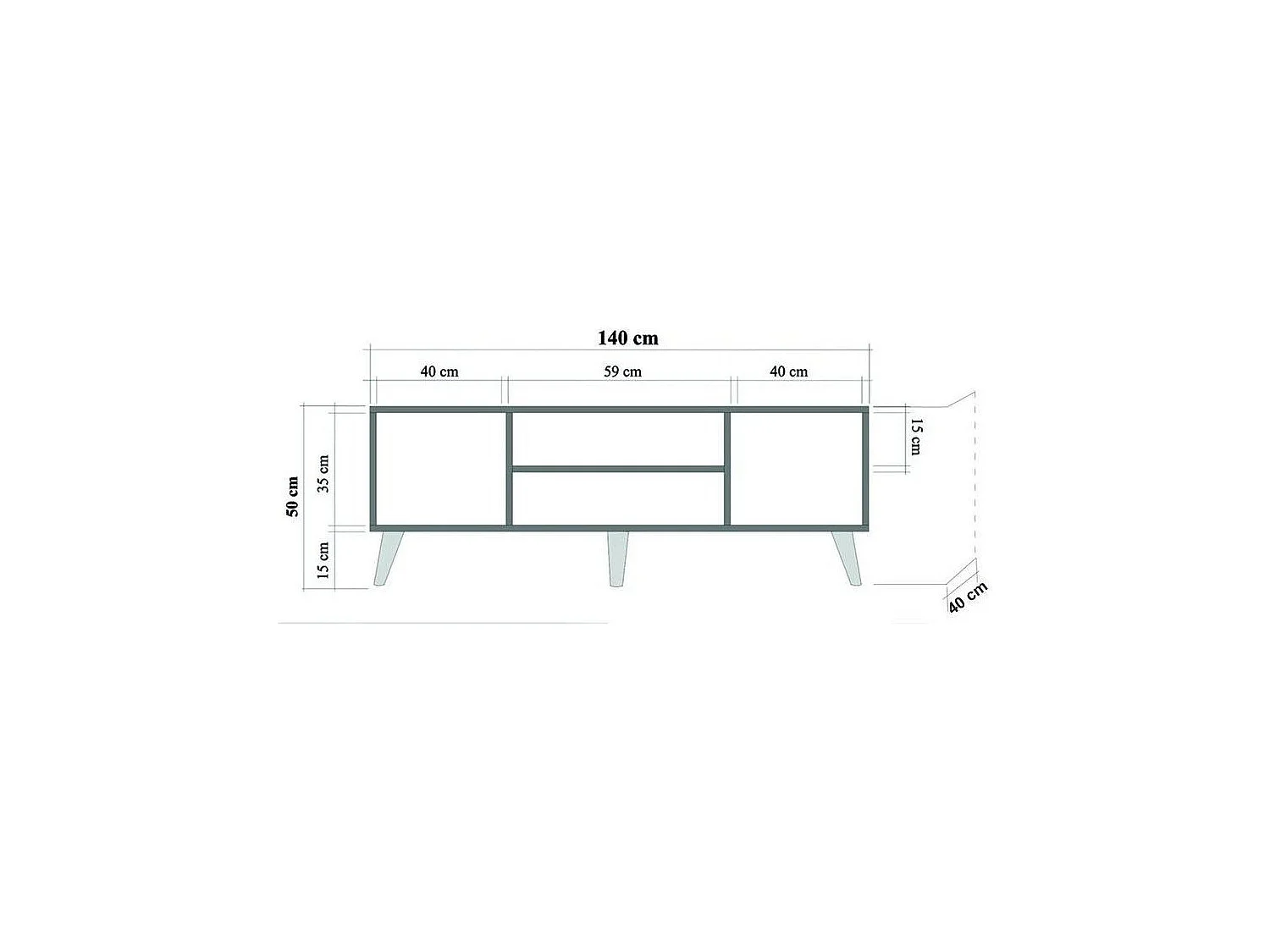 Mueble de TV – 140 x 50 x 40 cm – Roble Sonoma – Melamina