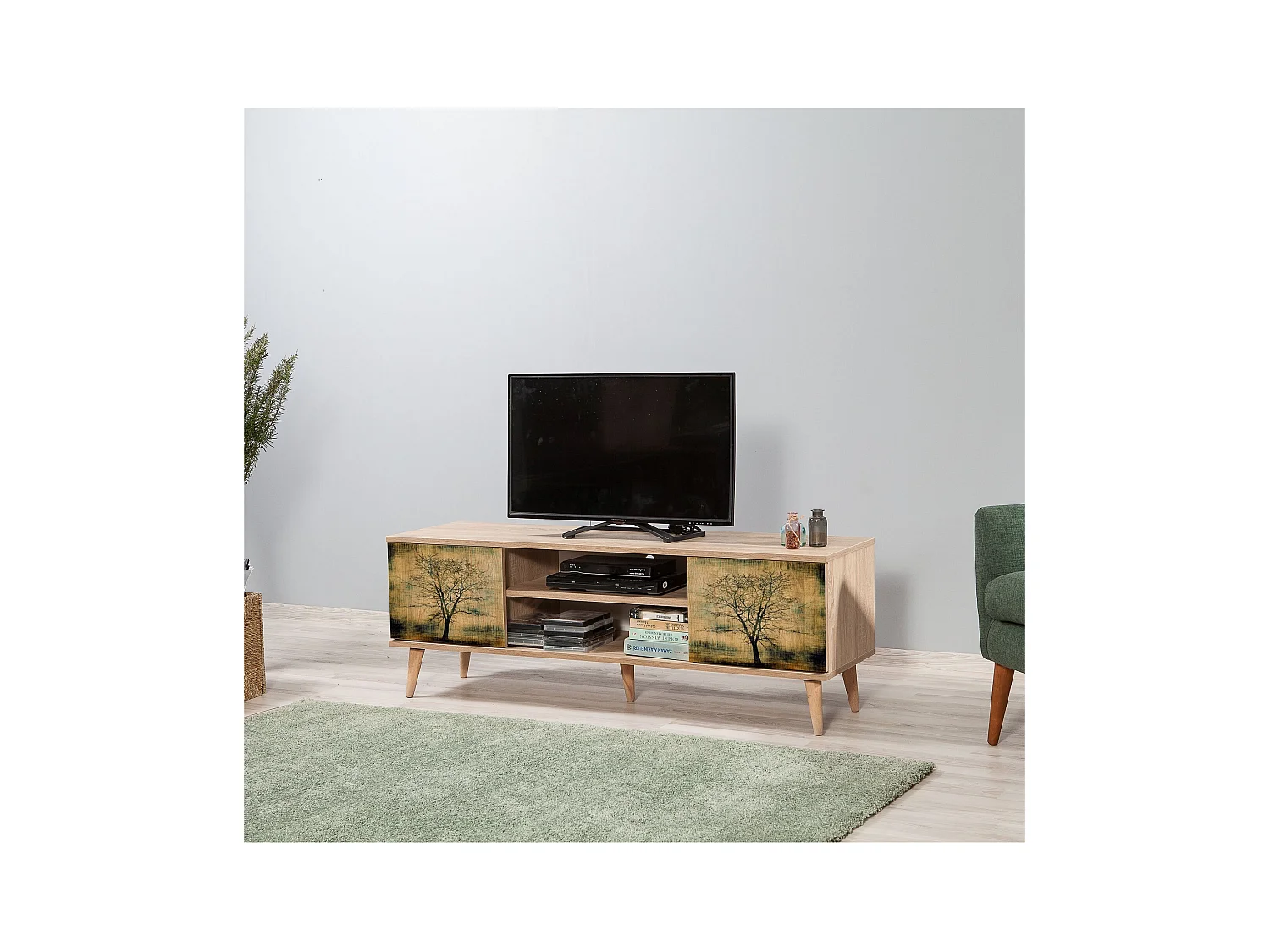 Mueble de TV – 140 x 50 x 40 cm – Roble Sonoma – Melamina