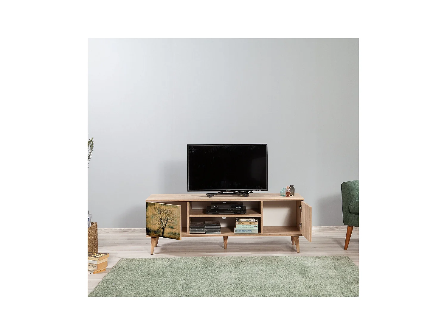 Mueble de TV – 140 x 50 x 40 cm – Roble Sonoma – Melamina
