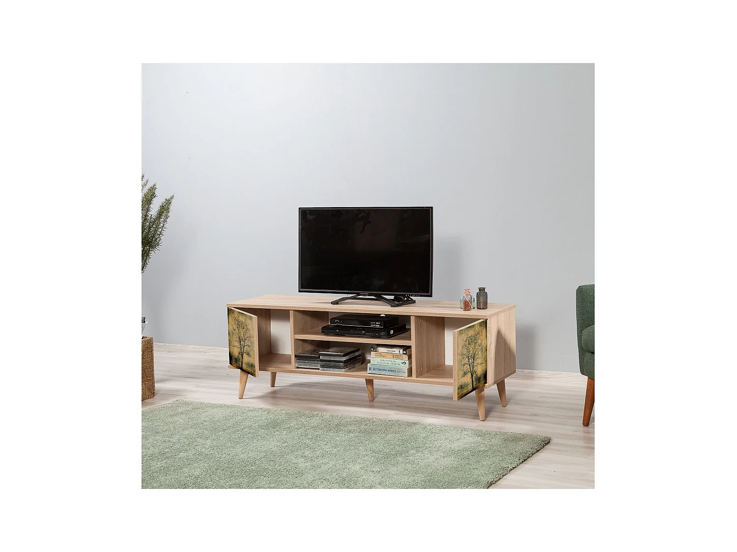Mueble de TV – 140 x 50 x 40 cm – Roble Sonoma – Melamina