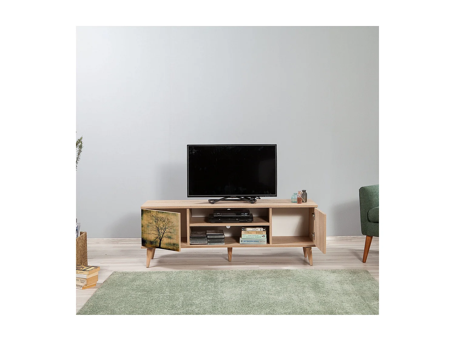 TV-Ständer – 140 x 50 x 40 cm – Sonoma-Eiche – Melamin