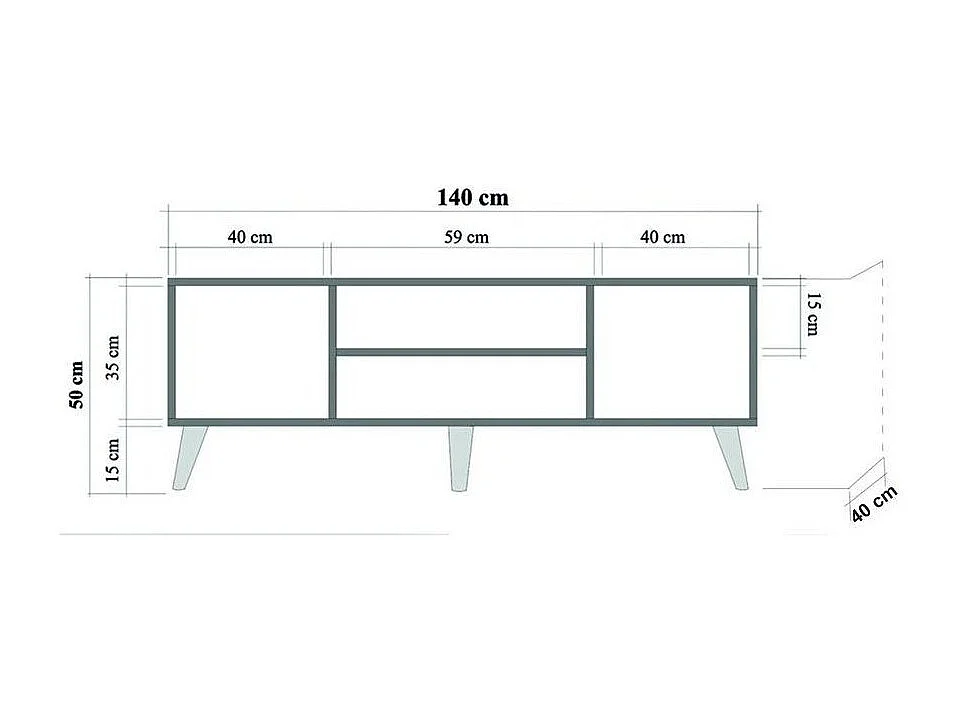 TV-Ständer – 140 x 50 x 40 cm – Sonoma-Eiche – Melamin
