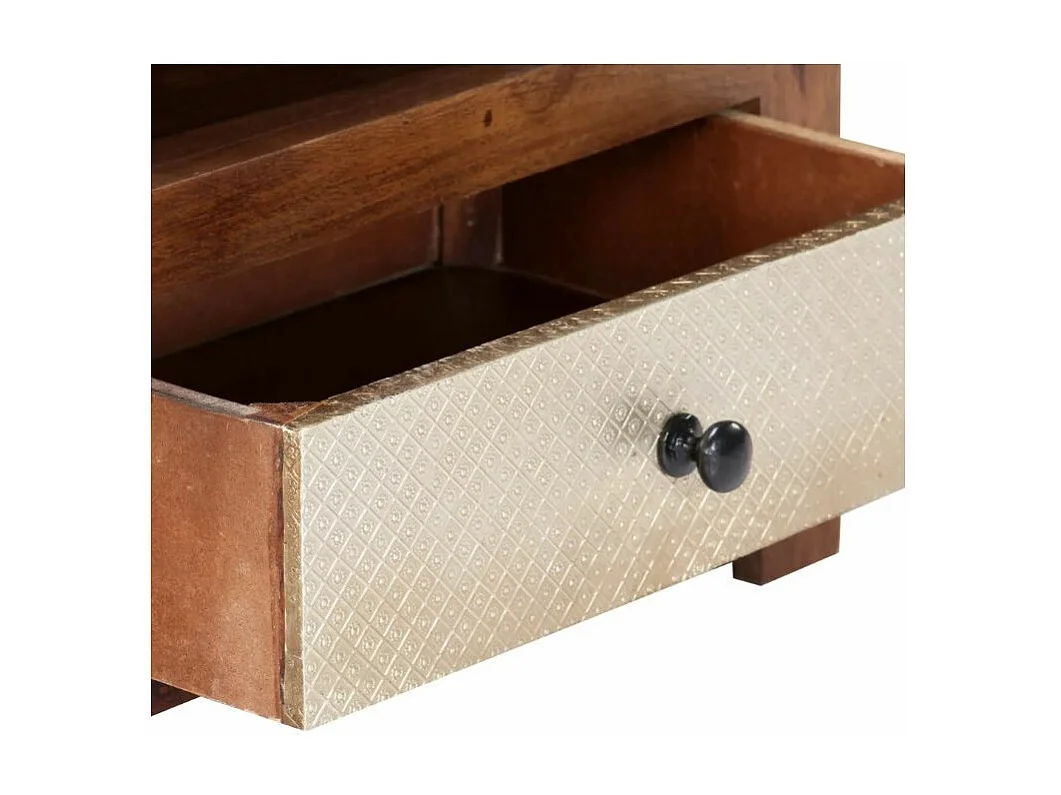 Meuble TV 2 tiroirs sesham massif foncé Balima