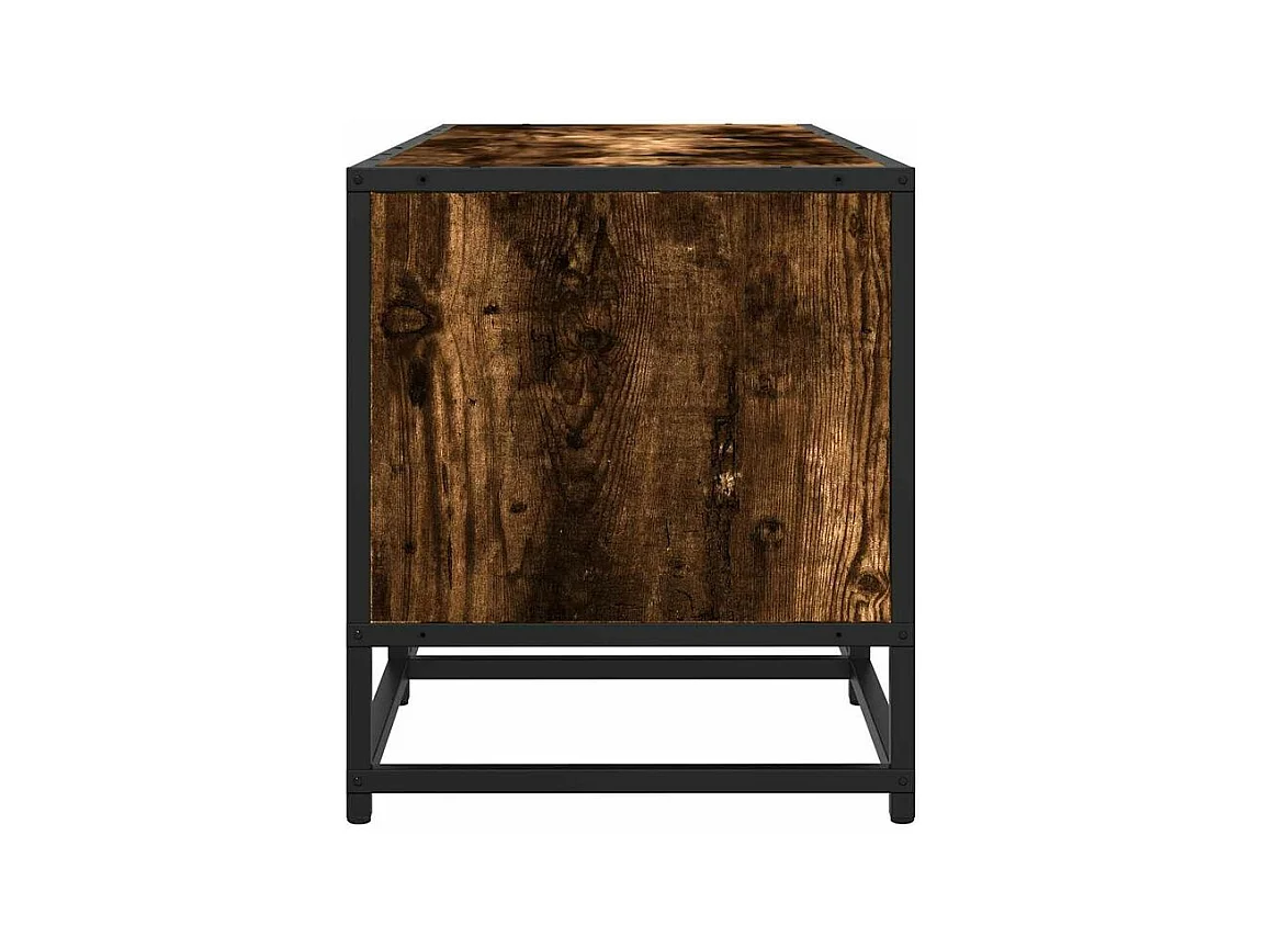 Meuble TV chêne fumé 160x35x41 bois d'ingénierie et métal