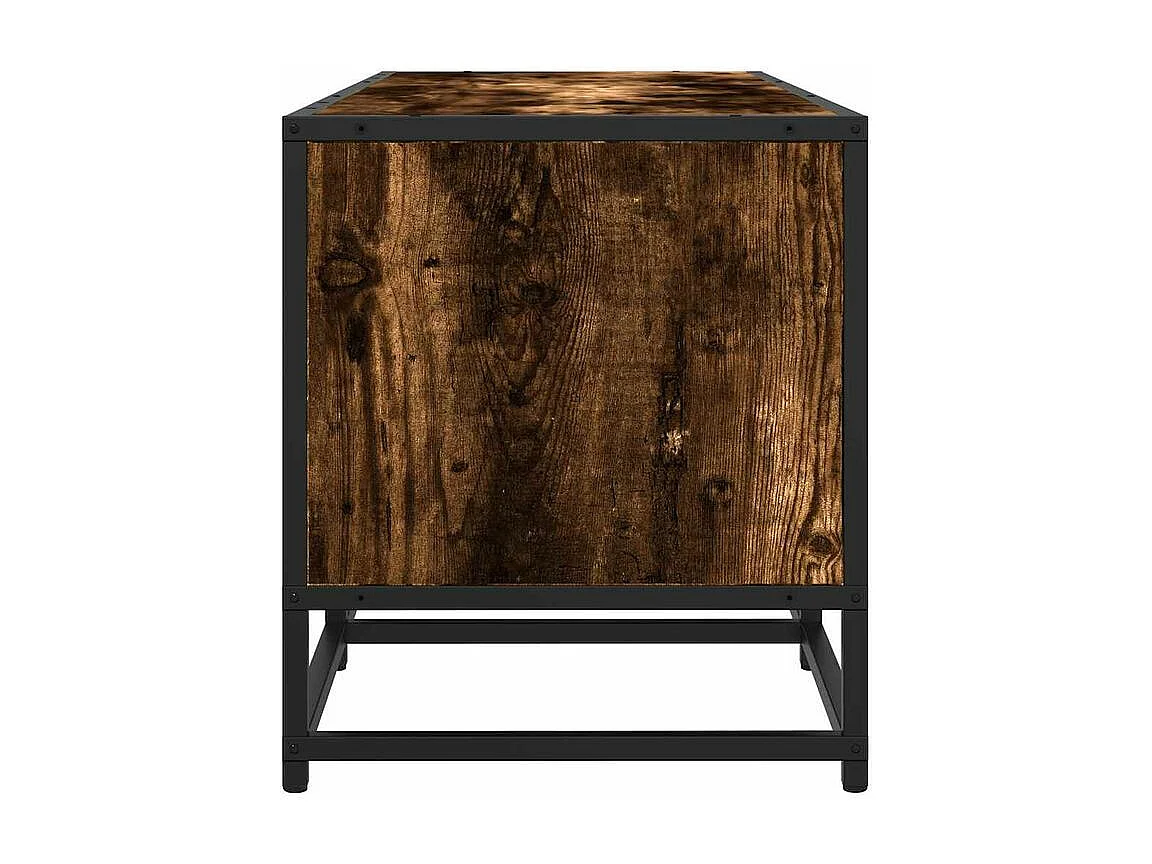 Meuble TV chêne fumé 160x35x41 bois d'ingénierie et métal