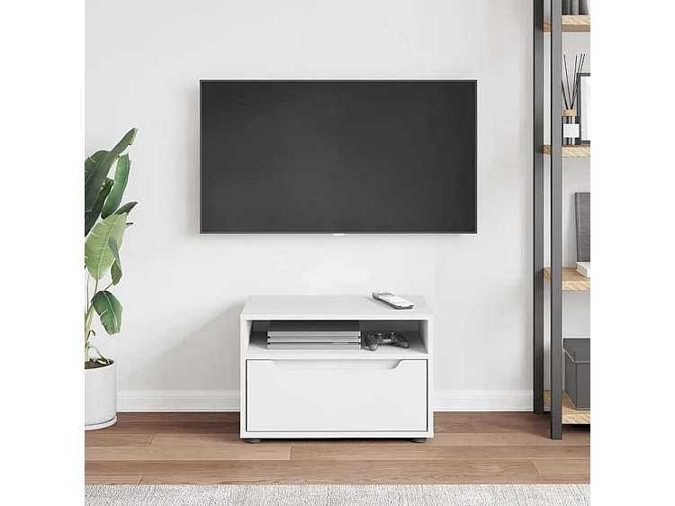 Meuble TV VISNES blanc 60x40x38 bois d'ingénierie