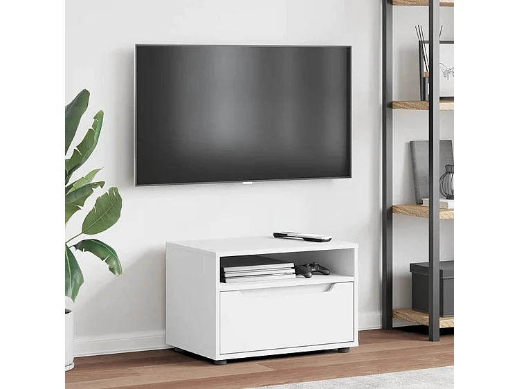 Meuble TV VISNES blanc 60x40x38 bois d'ingénierie