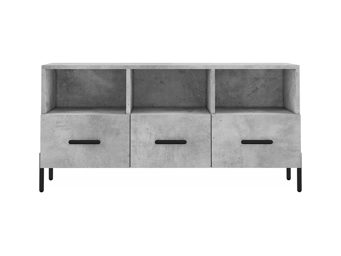 Meuble TV gris béton 102x36x50 bois d'ingénierie