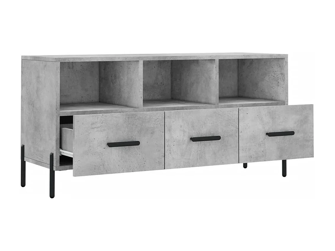 Meuble TV gris béton 102x36x50 bois d'ingénierie