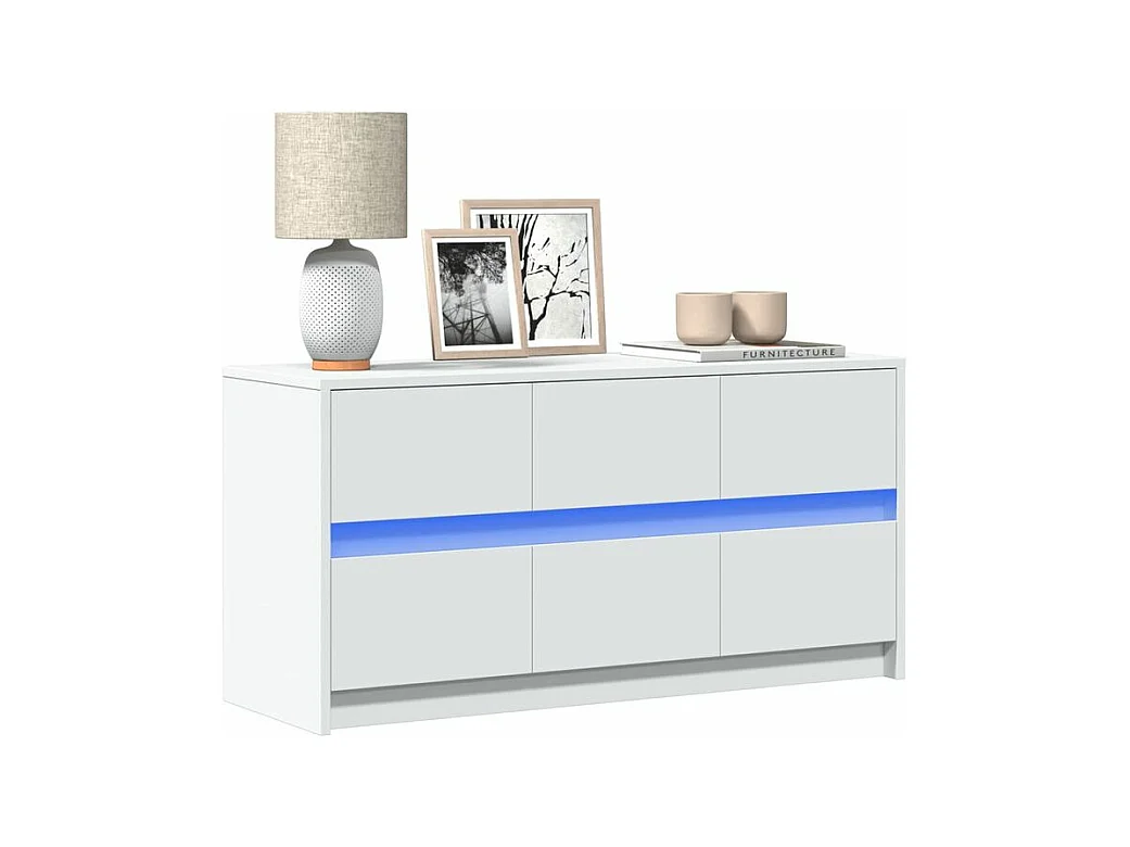 Meuble TV avec LED blanc 100x34x50 bois d'ingénierie