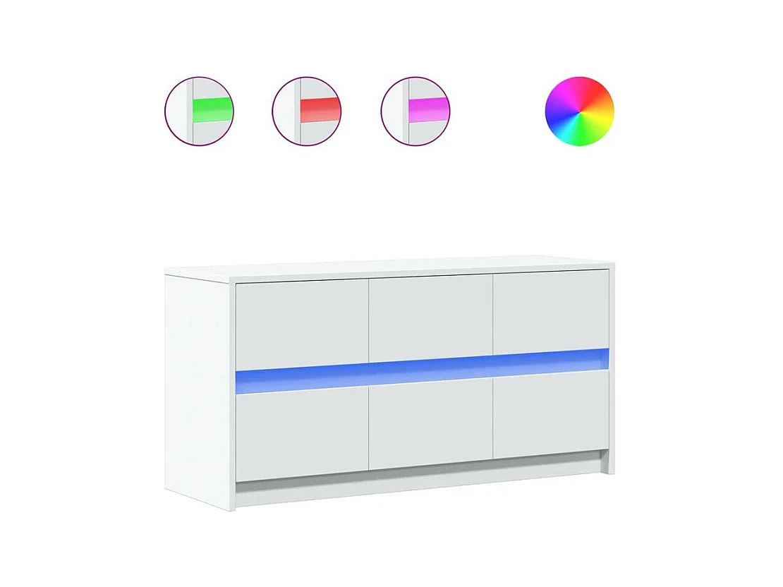 Meuble TV avec LED blanc 100x34x50 bois d'ingénierie