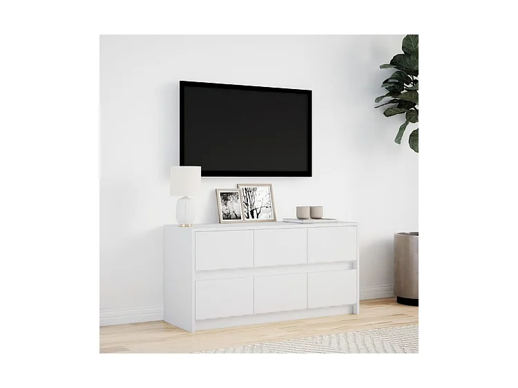 Meuble TV avec LED blanc 100x34x50 bois d'ingénierie