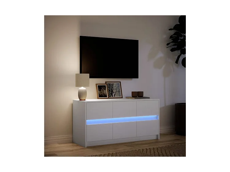 Meuble TV avec LED blanc 100x34x50 bois d'ingénierie