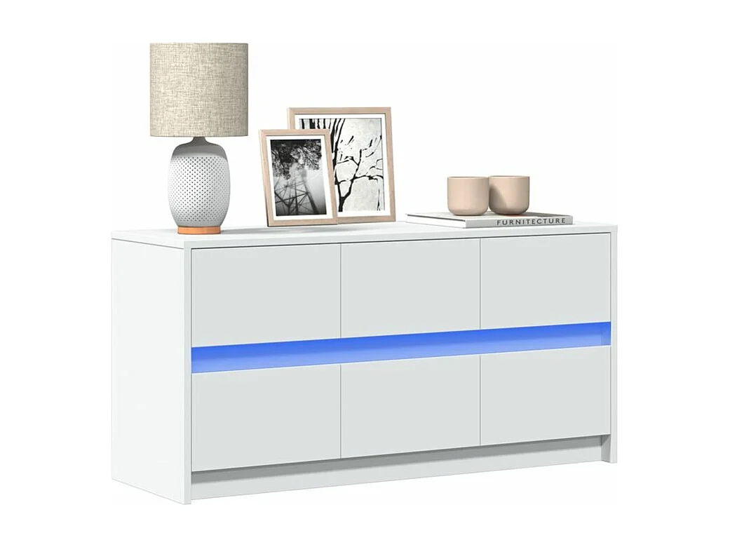 Meuble TV avec LED blanc 100x34x50 bois d'ingénierie