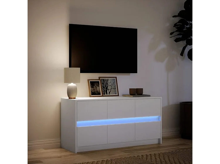 Meuble TV avec LED blanc 100x34x50 bois d'ingénierie