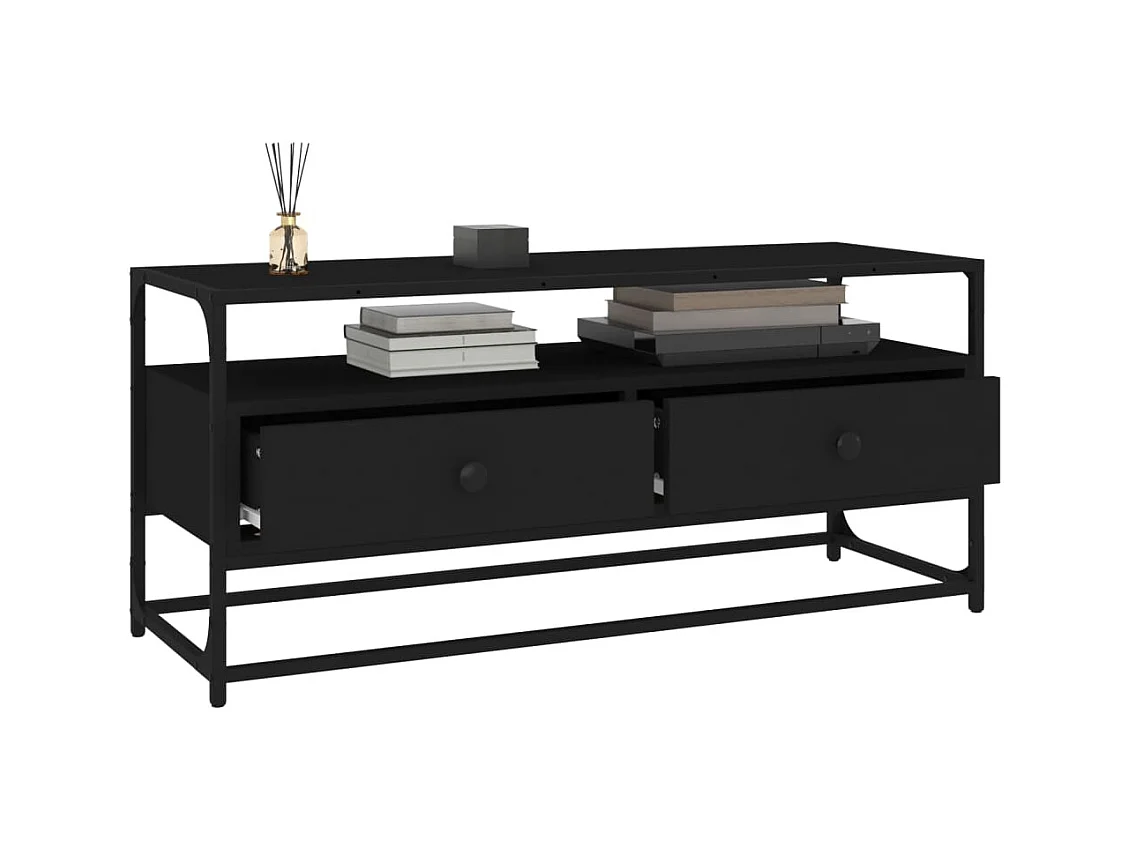 Meuble TV noir 100x35x45 bois d'ingénierie