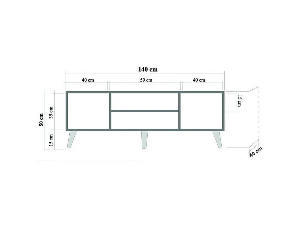 Mueble de TV de roble Sonoma – 140 cm – 50 cm – Tablero de partículas recubierto 100% melamina