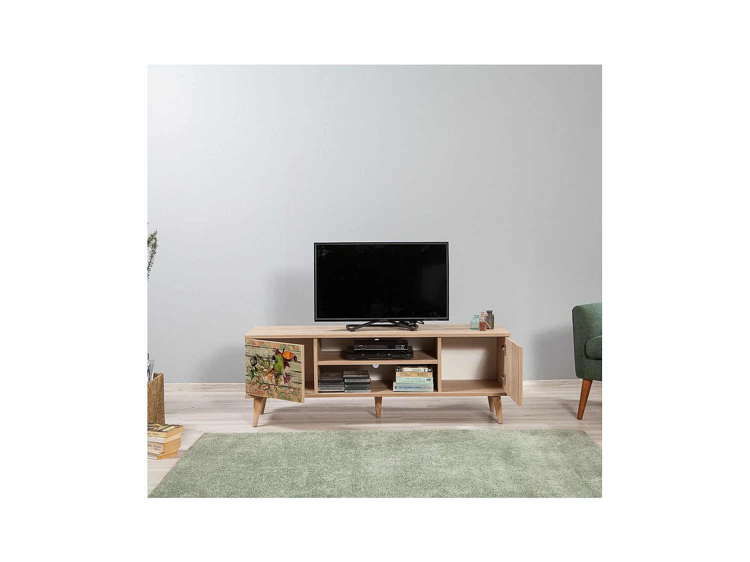 Mueble de TV de roble Sonoma – 140 cm – 50 cm – Tablero de partículas recubierto 100% melamina