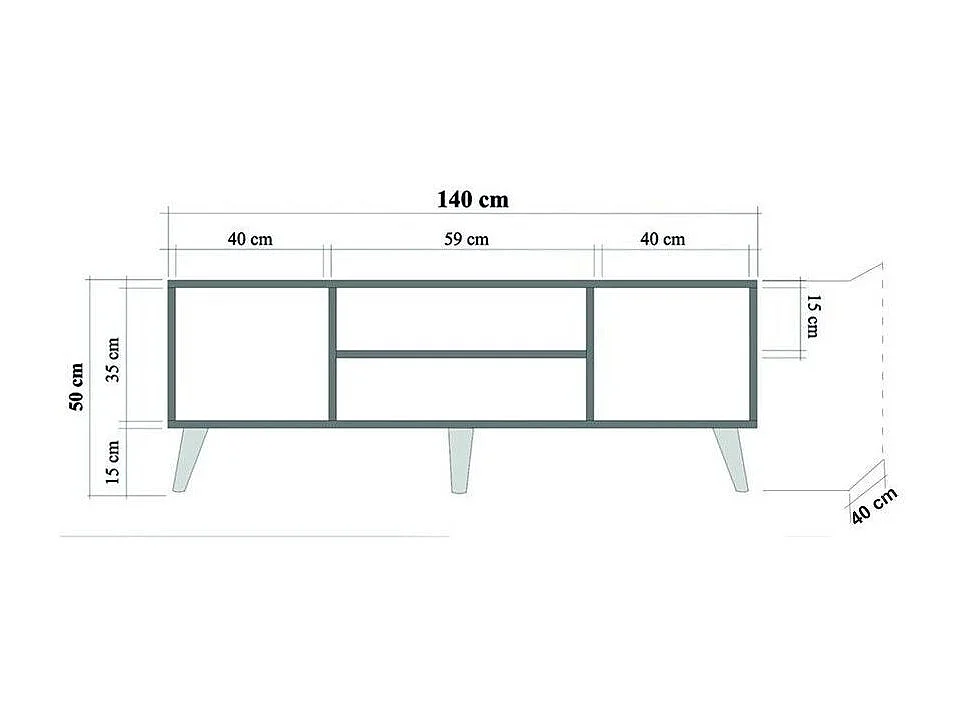 Meuble TV en bois clair à lamelles avec niche Kiza 740