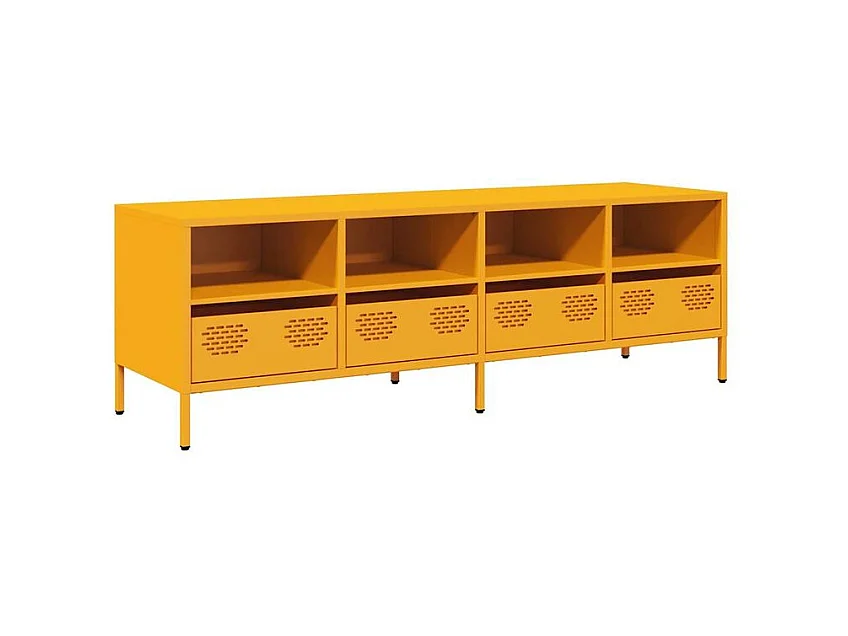 Meuble TV jaune moutarde 135x39x43,5 acier laminé à froid