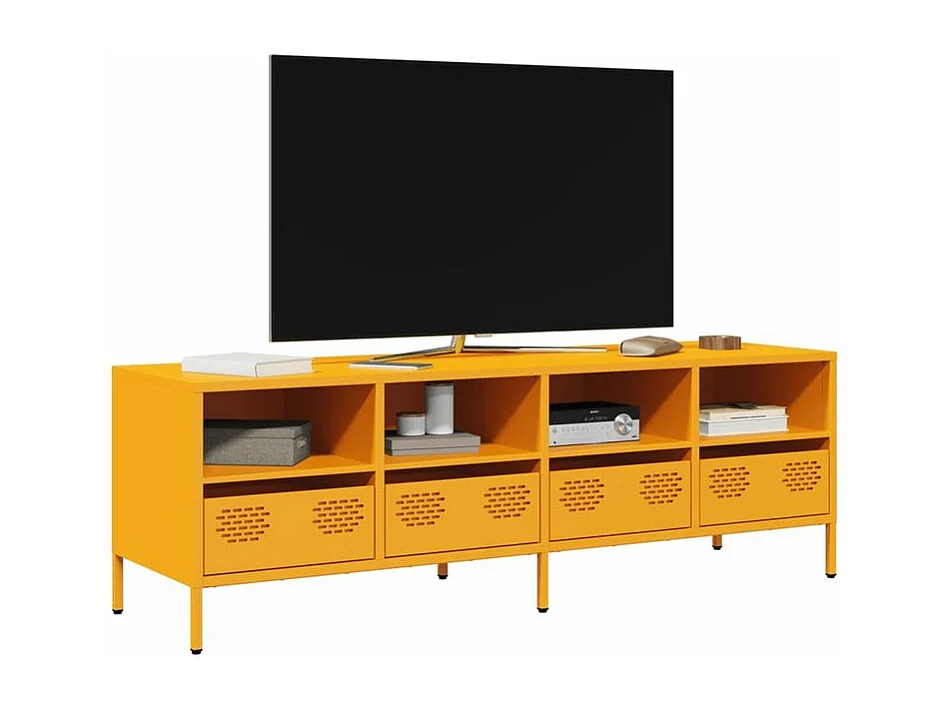 Meuble TV jaune moutarde 135x39x43,5 acier laminé à froid