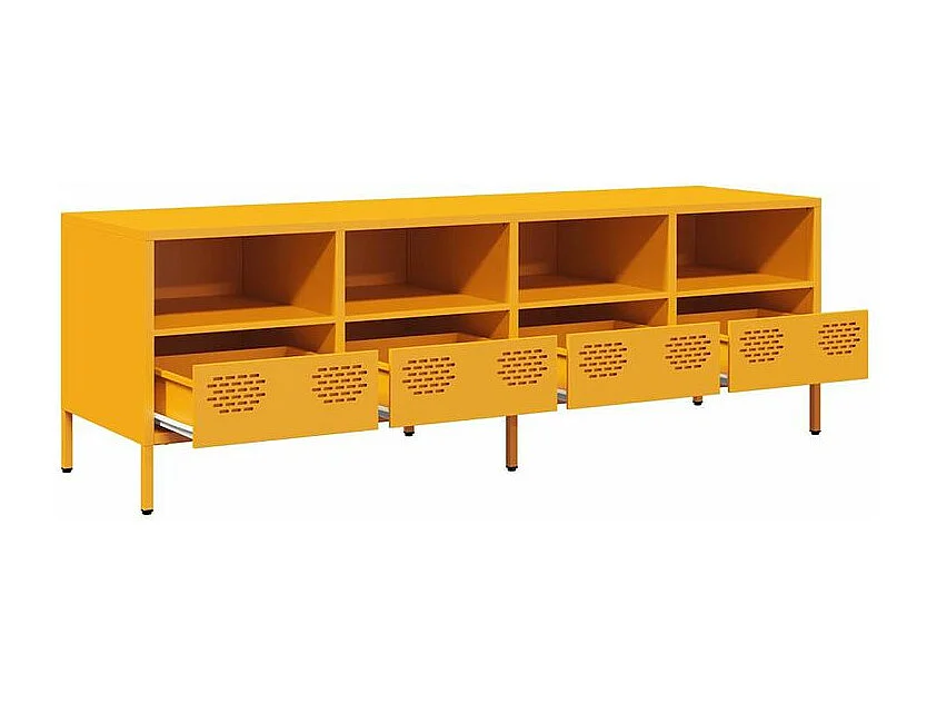 Meuble TV jaune moutarde 135x39x43,5 acier laminé à froid