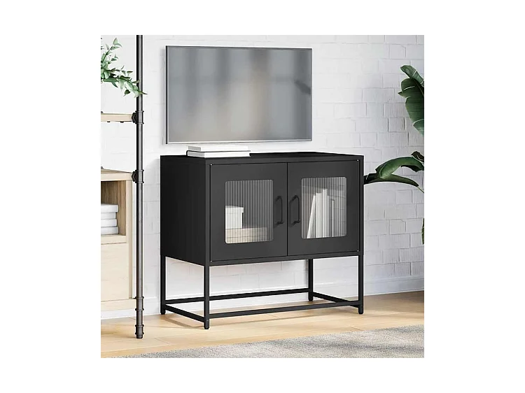 Meuble TV noir 68x39x60,5 acier laminé à froid