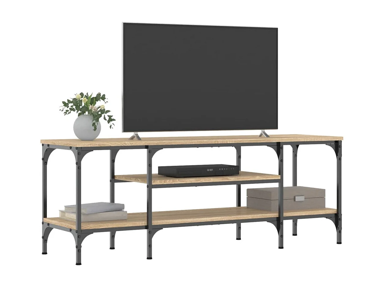 Meuble TV chêne sonoma 121x35x45 bois d'ingénierie et fer