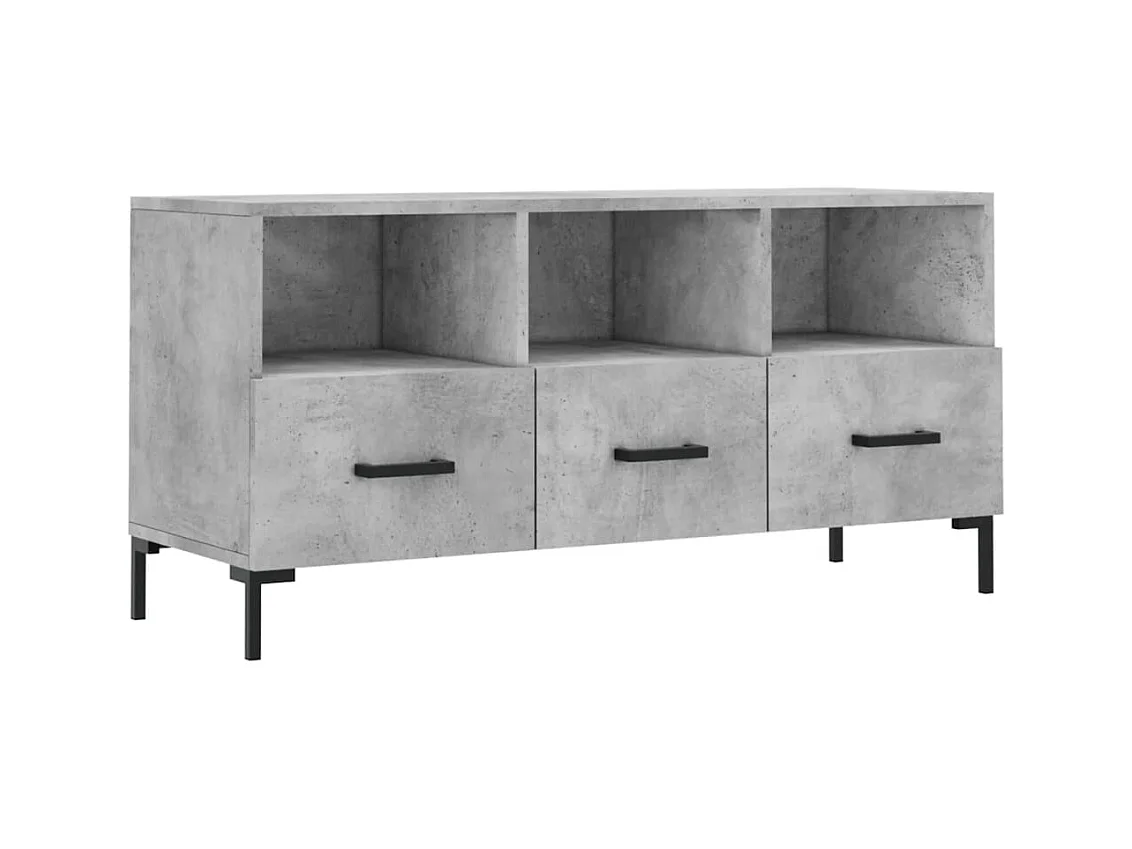 Meuble TV gris béton 102x36x50 bois d'ingénierie