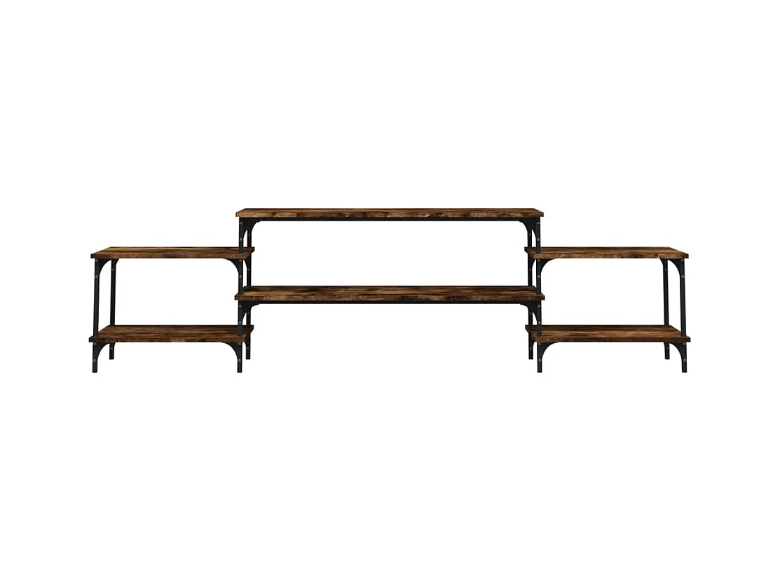 Meuble TV chêne fumé 197x35x52 bois d'ingénierie