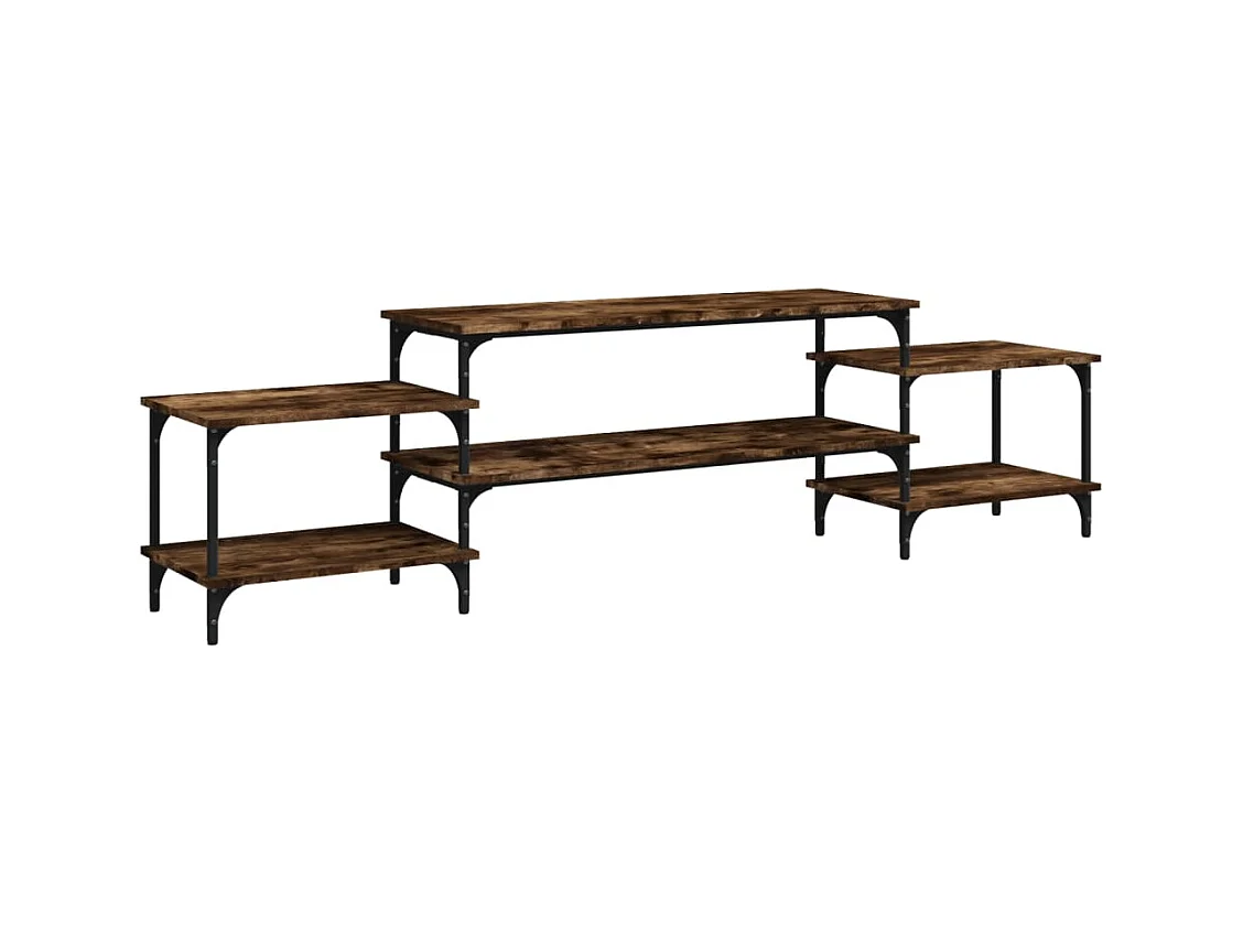 Meuble TV chêne fumé 197x35x52 bois d'ingénierie