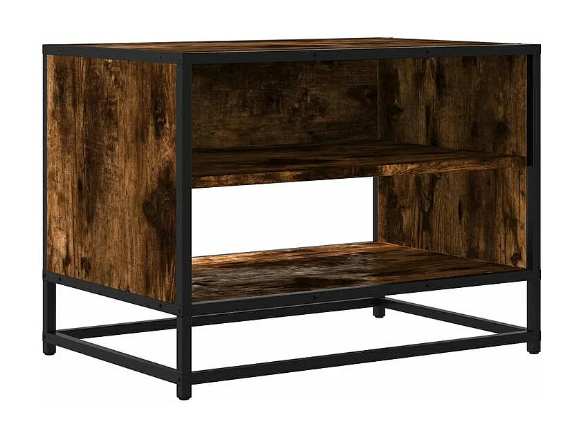 Meuble TV chêne fumé 61x40x46 bois d'ingénierie et métal