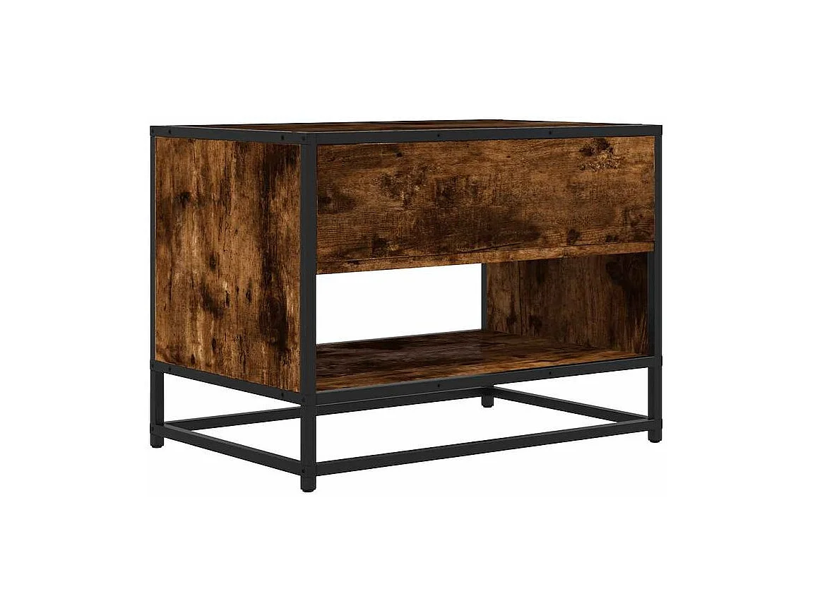 Meuble TV chêne fumé 61x40x46 bois d'ingénierie et métal