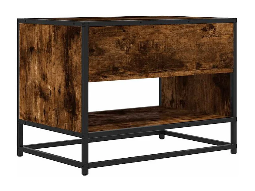 Meuble TV chêne fumé 61x40x46 bois d'ingénierie et métal