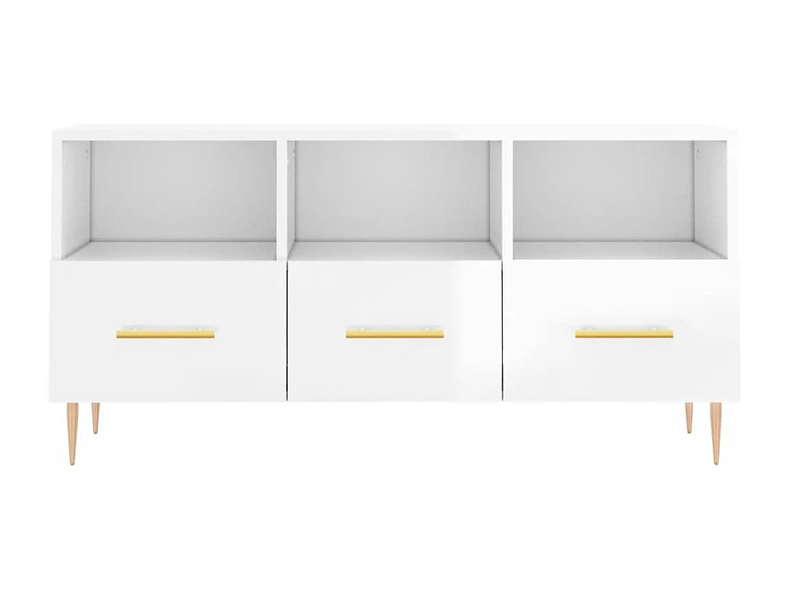 Meuble TV Blanc brillant 102x36x50 Bois d'ingénierie