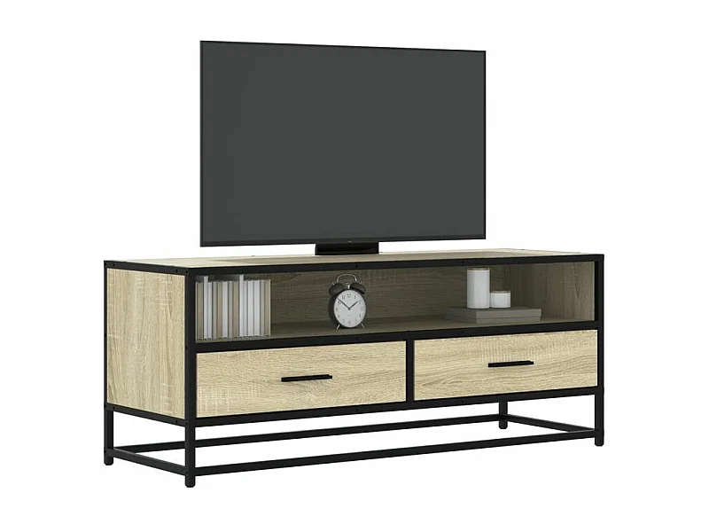 Meuble TV chêne sonoma 100x34,5x40 bois d'ingénierie et métal