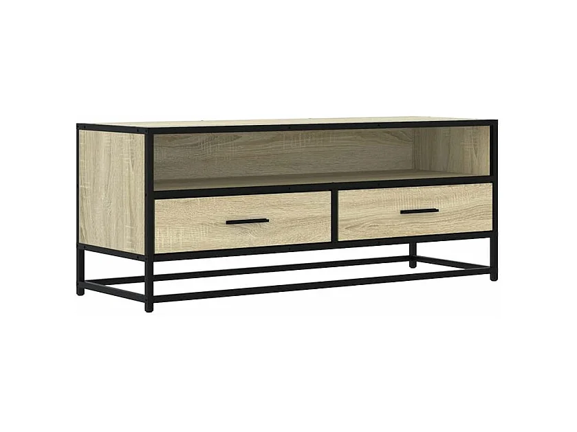 Meuble TV chêne sonoma 100x34,5x40 bois d'ingénierie et métal