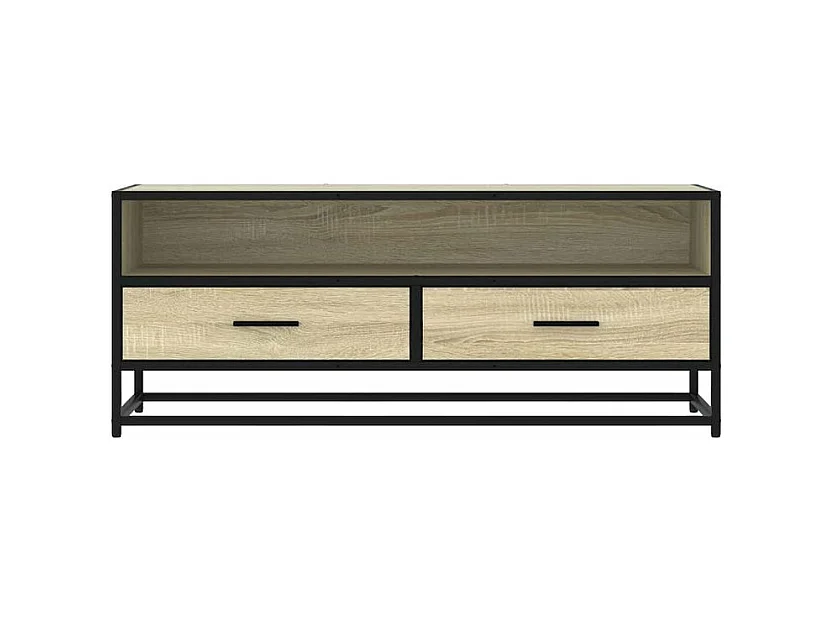 Meuble TV chêne sonoma 100x34,5x40 bois d'ingénierie et métal