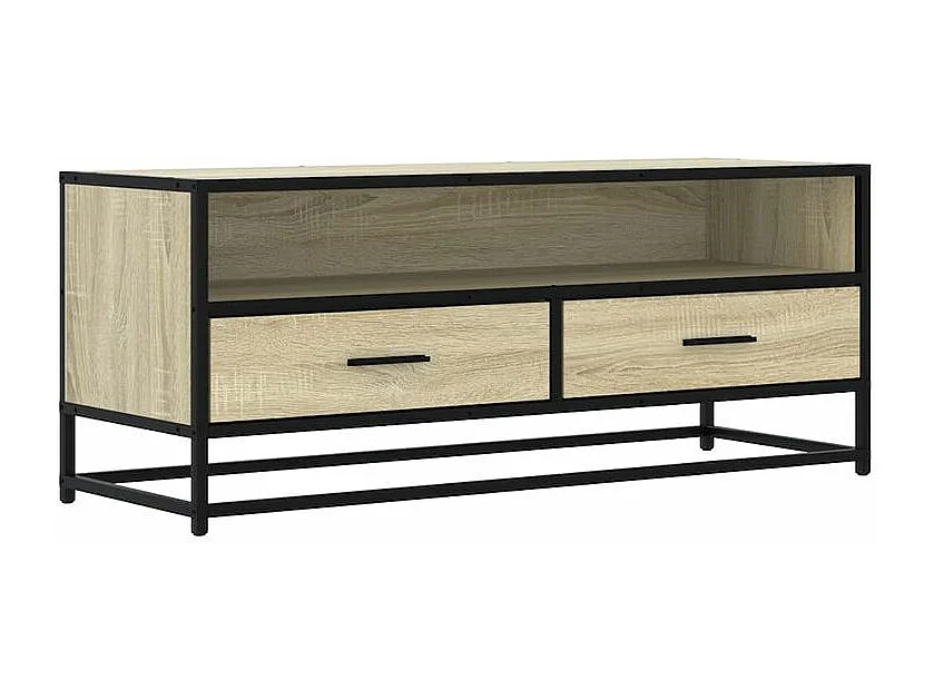 Meuble TV chêne sonoma 100x34,5x40 bois d'ingénierie et métal